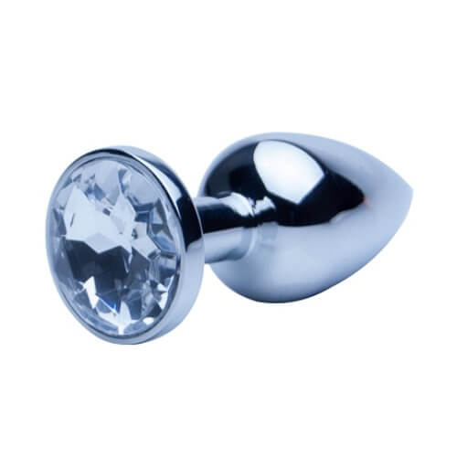 Precious Metals Silver Butt Plug-Large Crystal